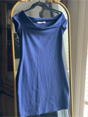 Susana Monaco Royal Blue Off Shoulder bodycon mini dress